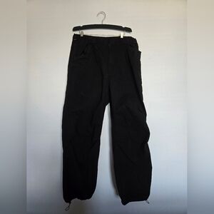 Bershka Black Drawstring Parachute Pants